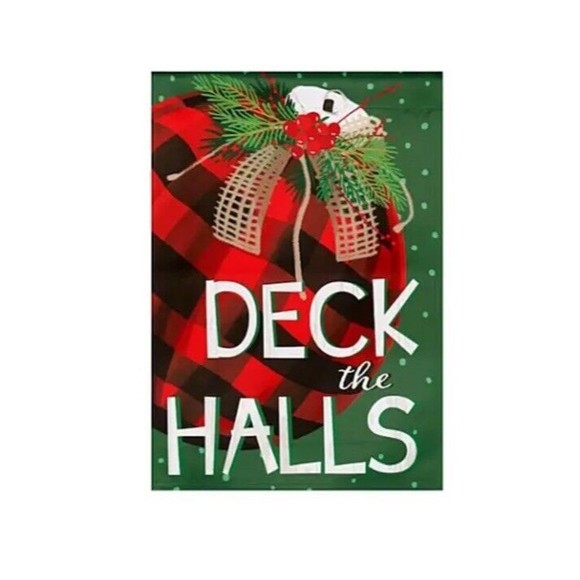 STYLE SELECTIONS 12.5" x 18" HOLIDAY Garden Flag - "DECK THE HALLS" - Picture 2 of 4